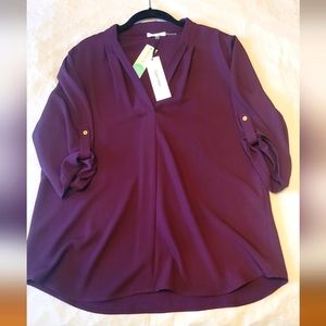 Calvin klein blouse womens size large dark purple